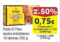 Oferta de El Pavo - Pasta Lasaña Instantanea 18 Laminas por 1,49€ en Froiz