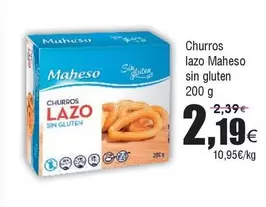 Oferta de Maheso - Churros Lazo Sin Gluten por 2,19€ en Froiz