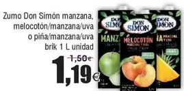 Oferta de Don Simón - Zumo  Manzana, Melocotón/manzana/uva O Pina/manzana/uva por 1,19€ en Froiz