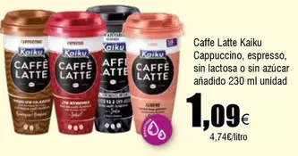 Oferta de Kaiku - Caffe Latte Cappucino, Espresso, Sin Lactosa O Sin Azucar Anadido por 1,09€ en Froiz