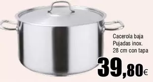 Oferta de Cacerola Baja Pujadas Inox. 28 Cm Con Tapa por 39,8€ en Froiz