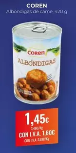 Oferta de Coren - Albondigas De Carne por 1,45€ en CashDiplo