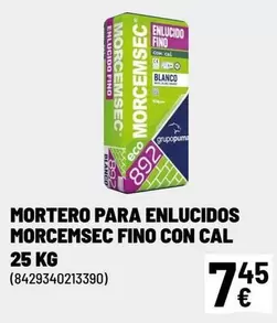 Oferta de Blanco - Mortero Para Enlucidos Morcemsec Fino Con Cal por 7,45€ en Brico Depôt