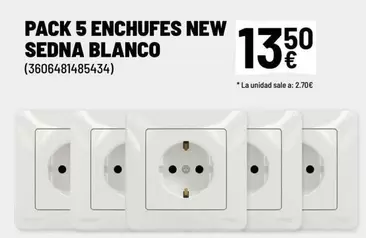 Oferta de Blanco - Pack 5 Enchufes New Sedna por 13,5€ en Brico Depôt