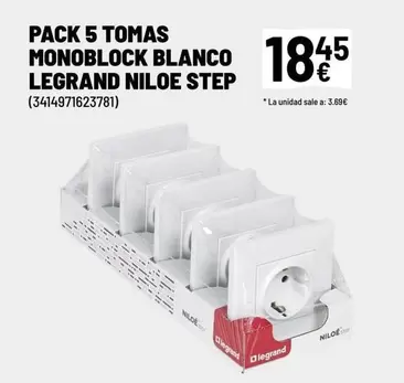 Oferta de Blanco - Pack 5 Tomas Monoblock  Legrand por 18,45€ en Brico Depôt