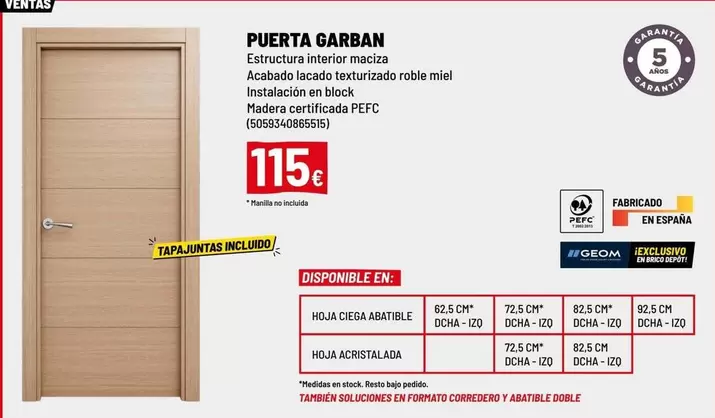 Oferta de Block - Puerta Garban por 115€ en Brico Depôt