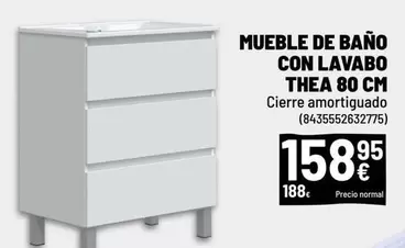 Oferta de Mueble De Bano Con Lavabo Thea 80 Cm por 158,95€ en Brico Depôt