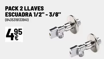 Oferta de Pack 2 Llaves Escuadra 1/2"-3/8" por 4,95€ en Brico Depôt