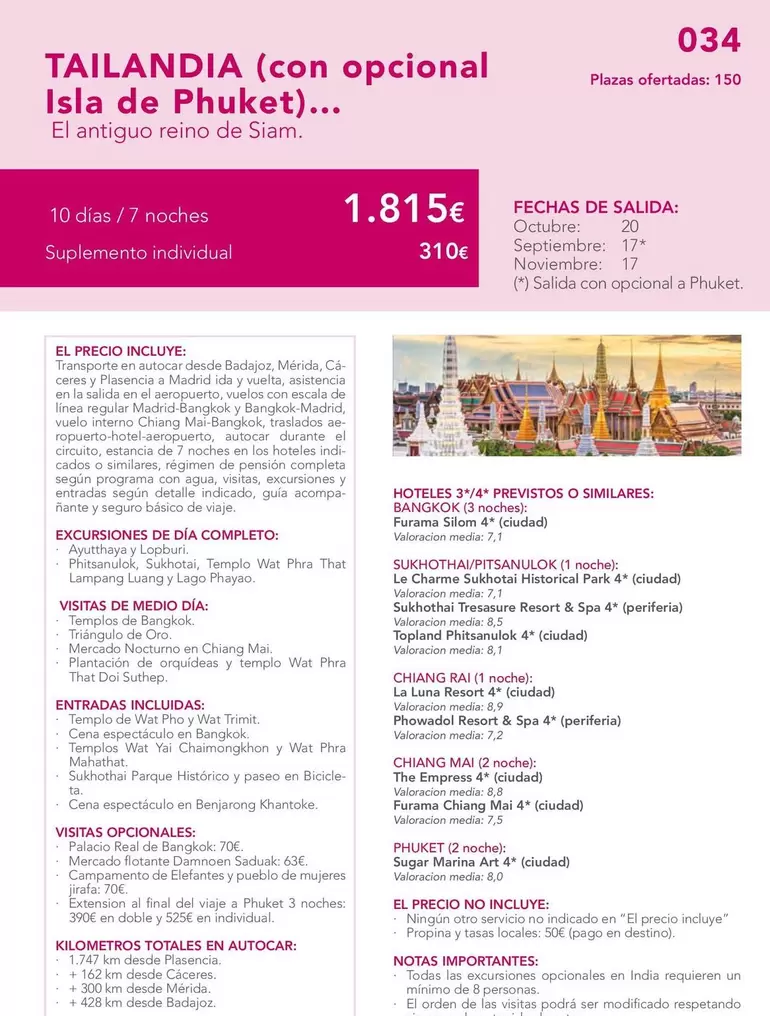 Oferta de TAILANDIA (con Opcional Isla De Phuket)...  por 1815€ en Nautalia Viajes