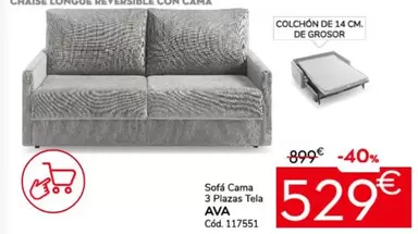 Oferta de Sofá Cama 3 Plazas Tela por 529€ en Conforama