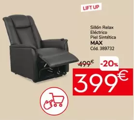 Oferta de Up - Max Sillón Relax Eléctrico Piel Sintética por 399€ en Conforama