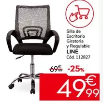 Oferta de Silla De Escritorio Giratoria Y Regulable Line por 49,99€ en Conforama