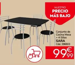 Oferta de Sara - Conjunto De Cocina Mesa + 4 Sillas por 99,99€ en Conforama