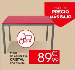 Oferta de Cristal -  Mesa De Cocina Fija por 89,99€ en Conforama