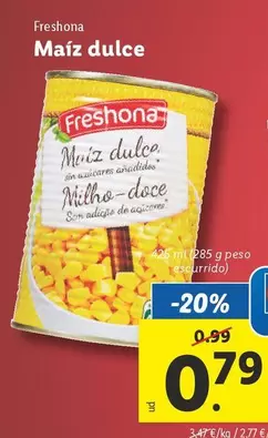 Oferta de Freshona - Maiz Dulce por 0,79€ en Lidl