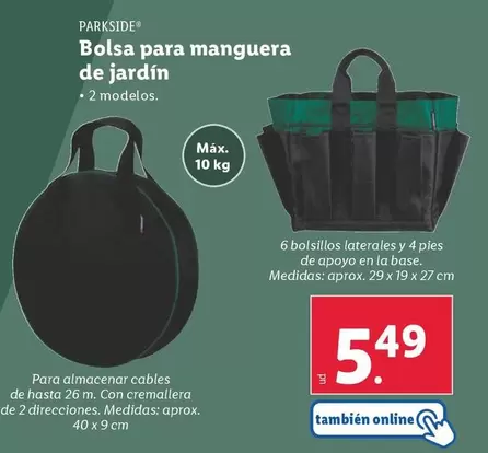 Oferta de Parkside - Bolsa Para Manguera De Jardín por 5,49€ en Lidl