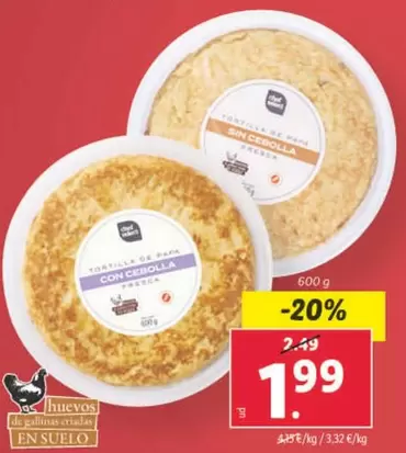 Oferta de Chef Select - Tortilla De Papa por 1,99€ en Lidl