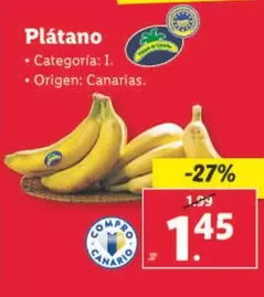 Oferta de Plátano por 1,45€ en Lidl