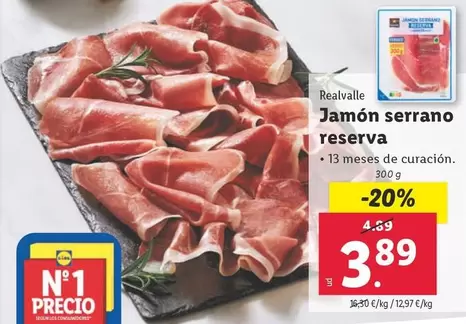 Oferta de Realvalle - Jamón Serrano Reserva por 3,89€ en Lidl