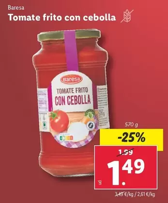 Oferta de Baresa - Tomate Frito Con Cebolla por 1,49€ en Lidl