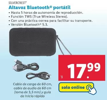 Oferta de SilverCrest - Altavoz Bluetooth Portatil por 17,99€ en Lidl