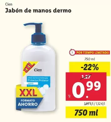 Oferta de Cien - Jabon De Manos Dermo por 0,99€ en Lidl