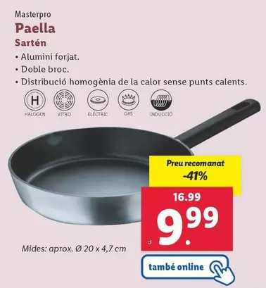 Oferta de Masterpro - Paella/ Sarten por 9,99€ en Lidl