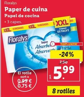 Oferta de Floralys - Papel De Cocina por 5,99€ en Lidl