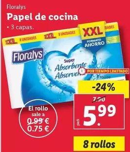 Oferta de Floralys - Papel De Cocina por 5,99€ en Lidl