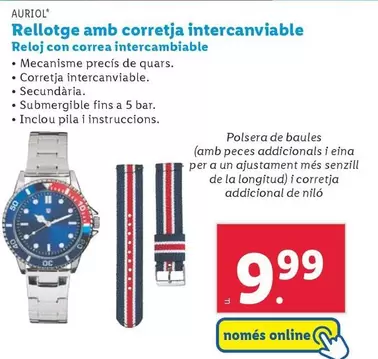 Oferta de Auriol - Reloj Con Correa Intercambiable por 9,99€ en Lidl