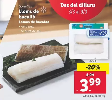 Oferta de Ocean Sea - Lomos De Bacalao por 3,99€ en Lidl