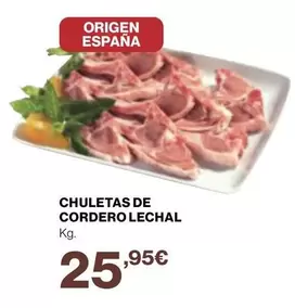 Oferta de Origen - Chuletas De Cordero Lechal por 25,95€ en Supercor