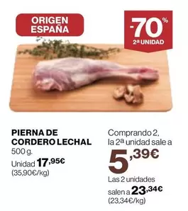 Oferta de Origen - Pierna De Cordero Lechal por 17,95€ en Supercor