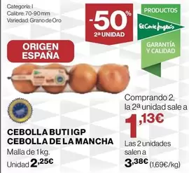 Oferta de El Corte Inglés - Cebolla ButiGP Cebolla De La Mancha por 2,25€ en Supercor