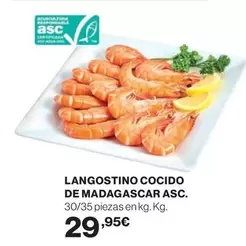 Oferta de Langostino Cocido De Madagascar Asc. por 29,95€ en Supercor