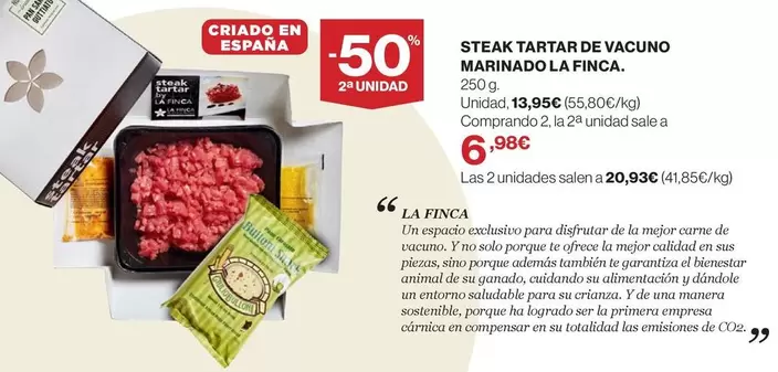 Oferta de La Finca - Steak Tartar De Vacuno Marinado por 13,99€ en Supercor