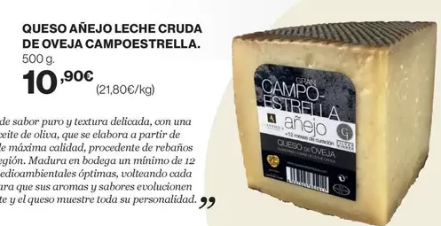 Oferta de Queso Anejo Leche Cruda De Oveja por 10,9€ en Supercor