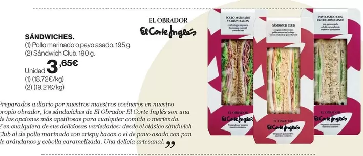 Oferta de Obrador - Sandwiches por 3,65€ en Supercor