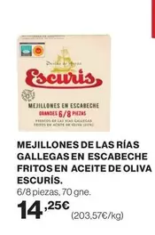 Oferta de Escuris - Mejillones De Las Rías Gallegas En Escabeche Fritos En Aceite De Oliva por 14,25€ en Supercor