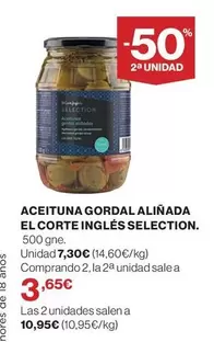 Oferta de Aceituna Gordal Alinada El Corte Inglés Selection por 7,3€ en Supercor