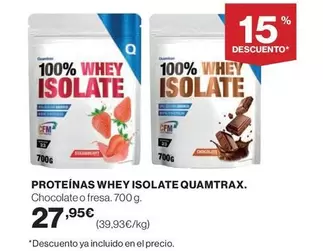 Oferta de Proteínas Whey Isolate por 27,95€ en Supercor