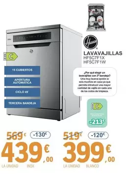 Oferta de Hoover - Lavavajillas HF5C7F1X por 439€ en E.Leclerc