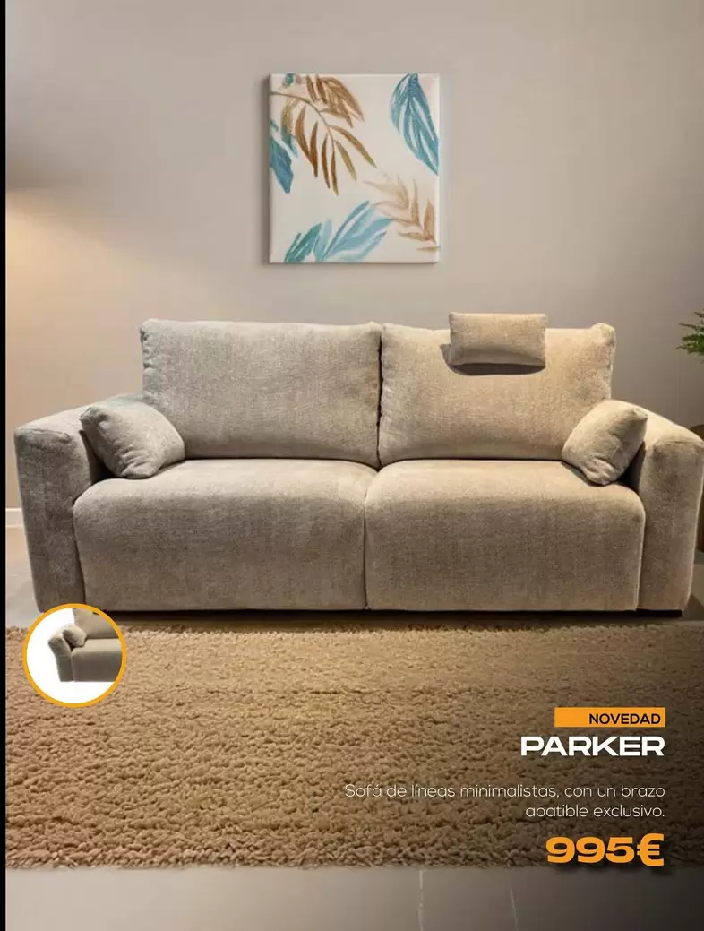 Oferta de Parker Sofá De Líneas Minimalistas, Con Un Brazo Abatible Exclusivo por 995€ en OKSofas