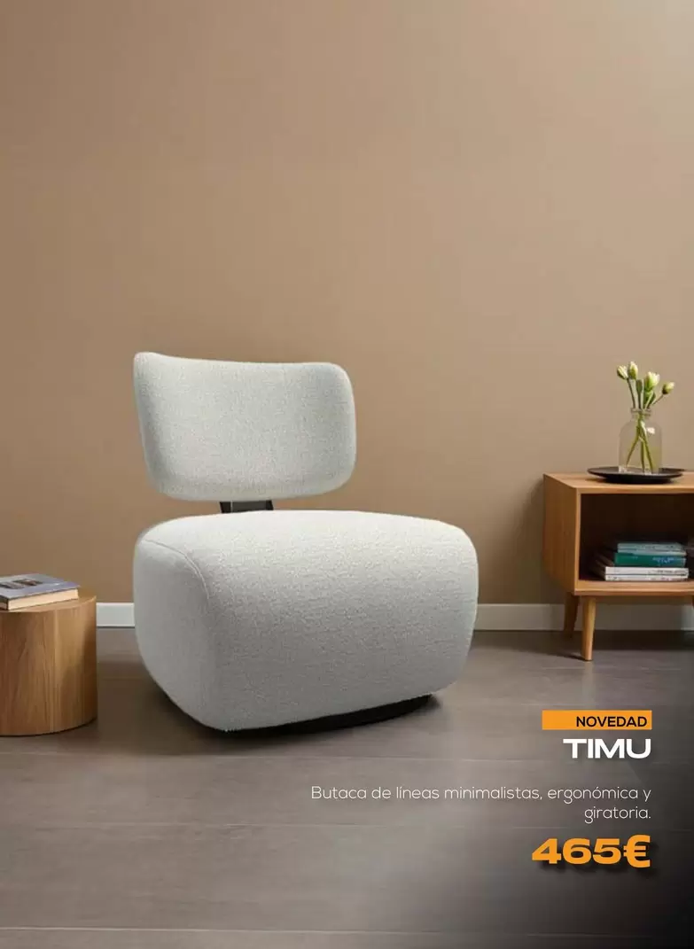 Oferta de Timu Butaca De Líneas Minimalistas, Ergonómica Y Giratoria por 465€ en OKSofas