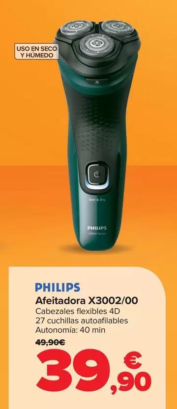 Oferta de Philips - Afeitadora X3002/00 por 39,9€ en Carrefour