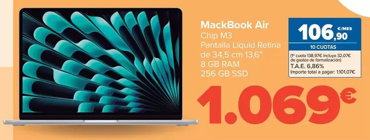 Oferta de Apple - Mackbook Air por 1069€ en Carrefour