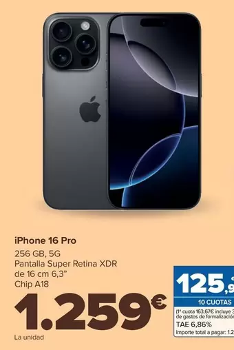 Oferta de Apple - Iphone 16 Pro por 1259€ en Carrefour