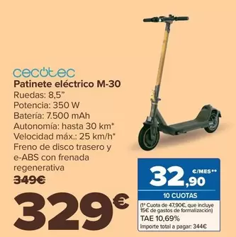 Oferta de Cecotec - Patinete Electrico M-30 por 329€ en Carrefour