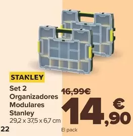 Oferta de Stanley - Set 2 Organizadores Modulares  Stanley por 14,9€ en Carrefour