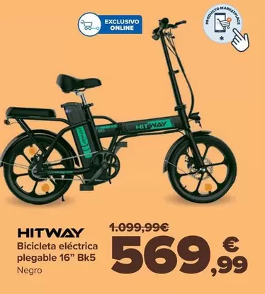 Oferta de Hitway - Bicicleta Electrica Plegable 16" Bk5 por 569,99€ en Carrefour